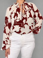 Blusa HYM Blanco; Burdeo talla M