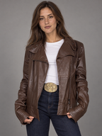 Chaqueta Cuero DIMENSION AZUL talla XL (~XS/S)