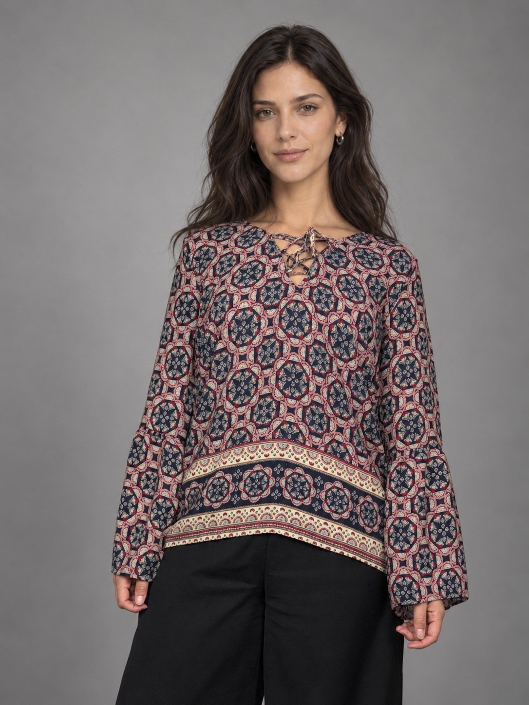 Blusa ABERCROMBIE & FITCH multicolor azul marino beige talla L