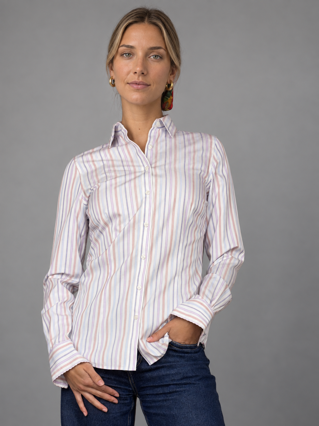 Blusa BROOKS BROTHERS multicolor lila rojo talla 0 (~XS/S)