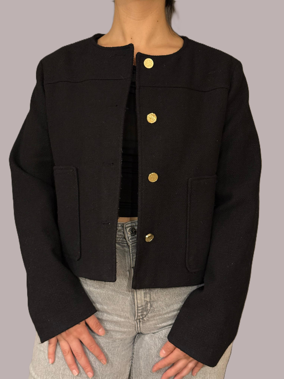 Chaqueta ZARA Negro talla L - vista frontal