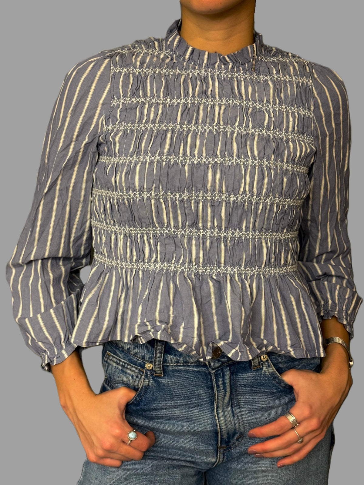 Polera Manga Larga RAINDOOR Celeste; Blanco talla S