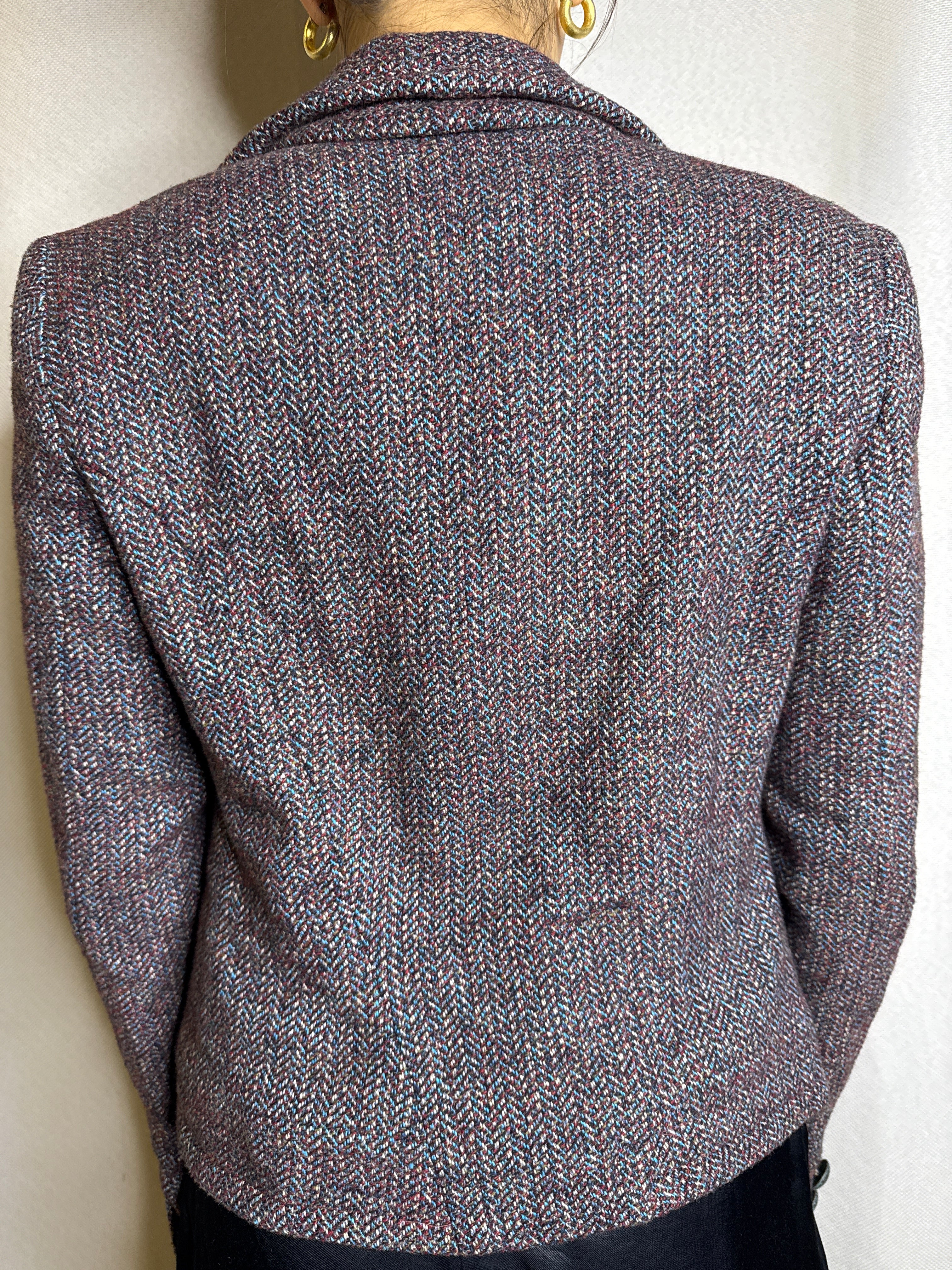Blazer multicolor burdeo celeste talla S - vista posterior