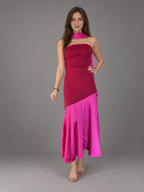 Vestido fiesta multicolor Rojo Fucsia Sin talla - portada