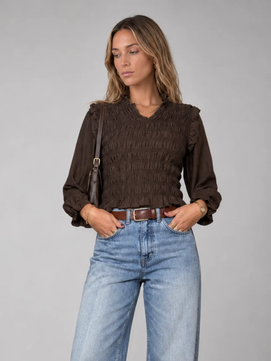 Blusa DINAMICA cafe talla referencia S/M - foto de portada