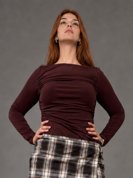 Polera Manga Larga MANGO Burdeo talla L - foto de portada