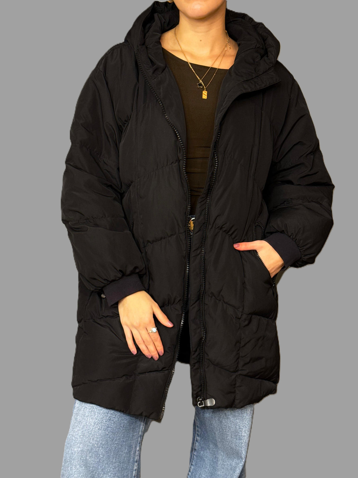 Parka BASEMENT Negro talla XS