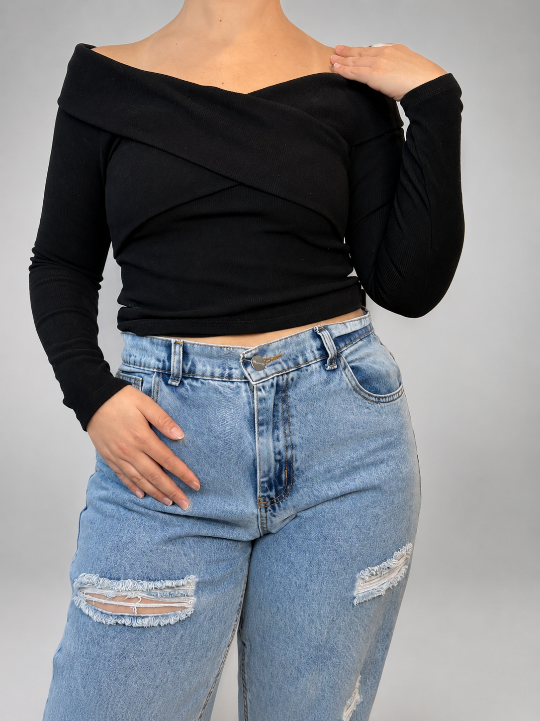 Polera Manga Larga PAULA MEKIS PARA SYBILLA Negro talla L - vista frontal
