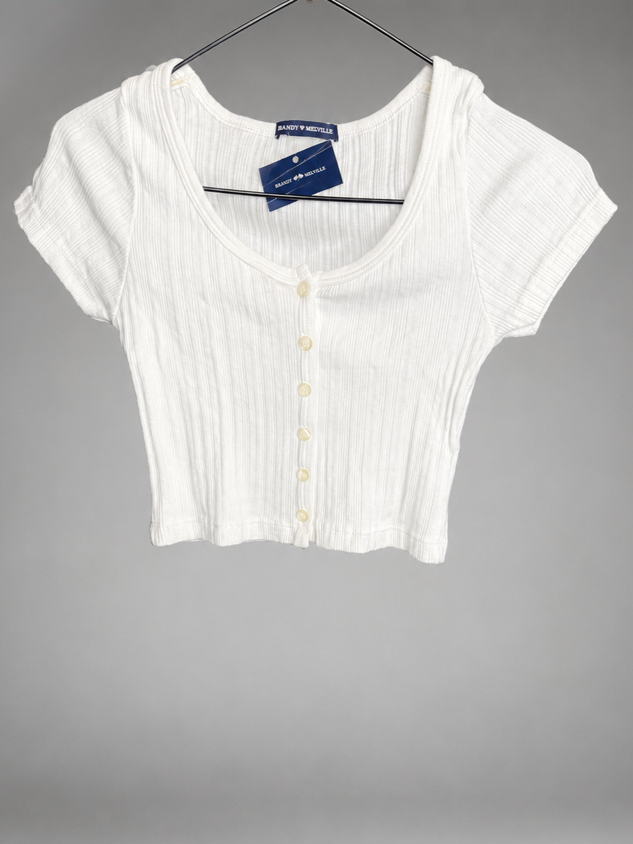 Polera BRANDY MELVILLE Blanca talla TU (~XS) - vista frontal