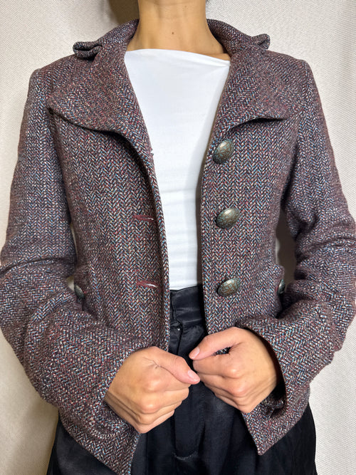 Blazer multicolor burdeo celeste talla S - vista frontal