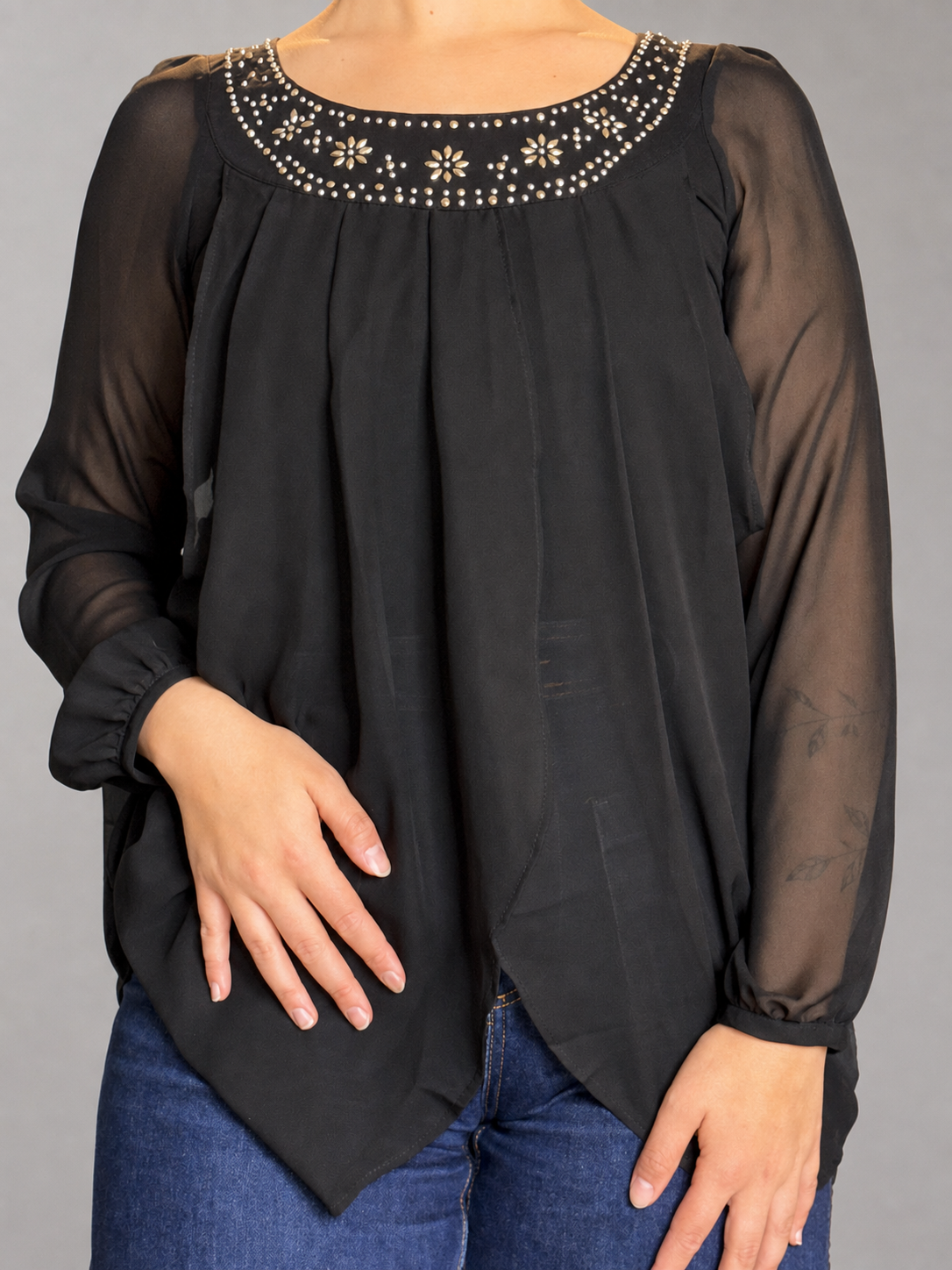 Blusa HAOYOUDUO Negro talla L - vista frontal