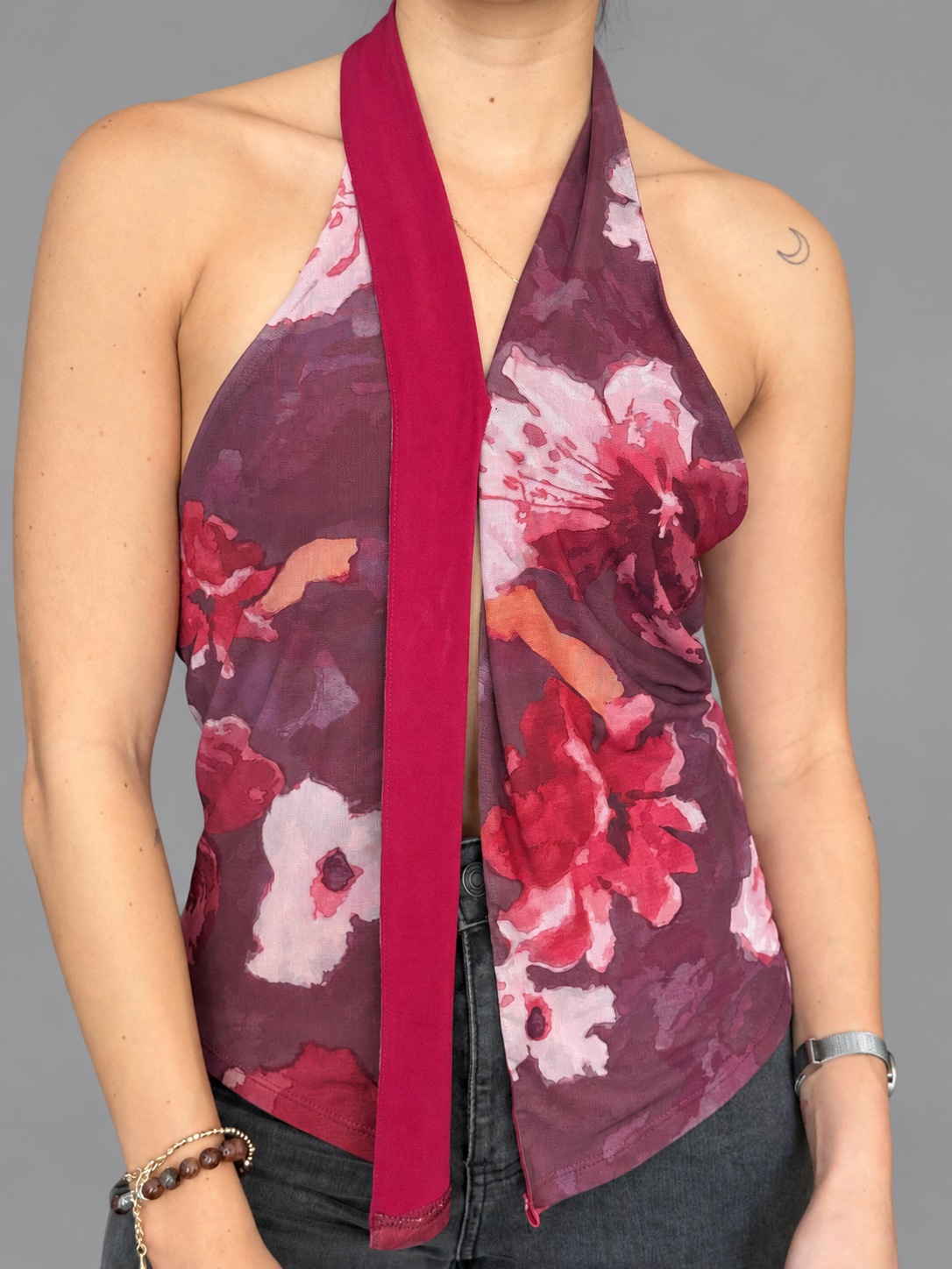 Polera SYBILLA multicolor Burdeo Rosado Morado talla M - portada