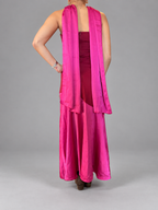 Vestido fiesta multicolor Rojo Fucsia Sin talla - detras