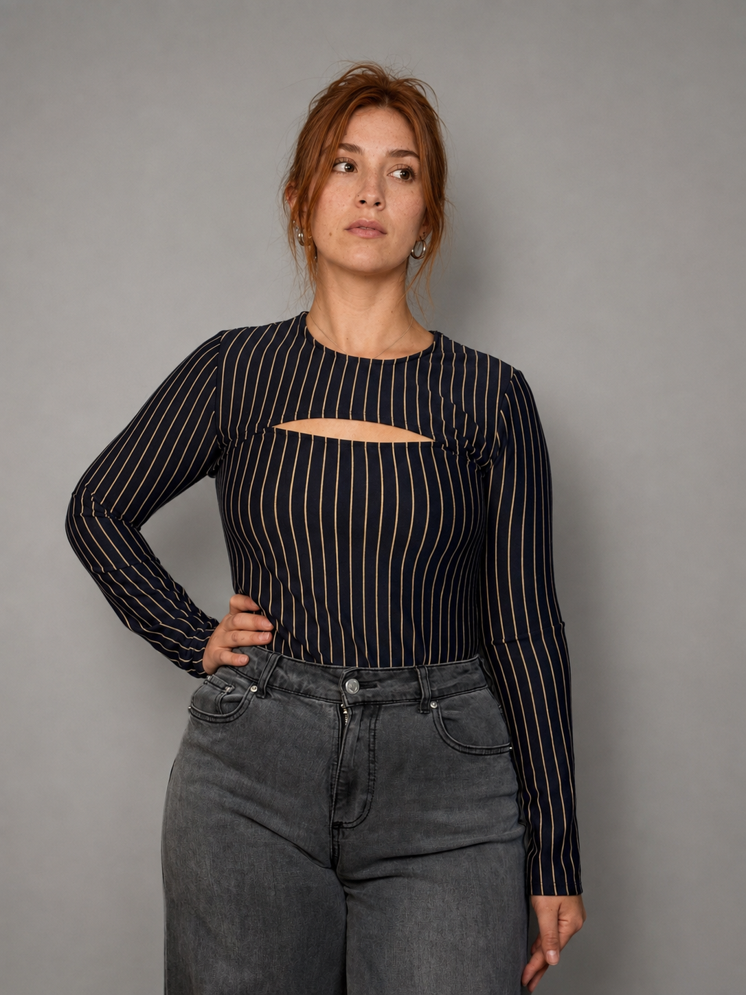 Polera Manga Larga ZARA Azul marino talla M - vista principal