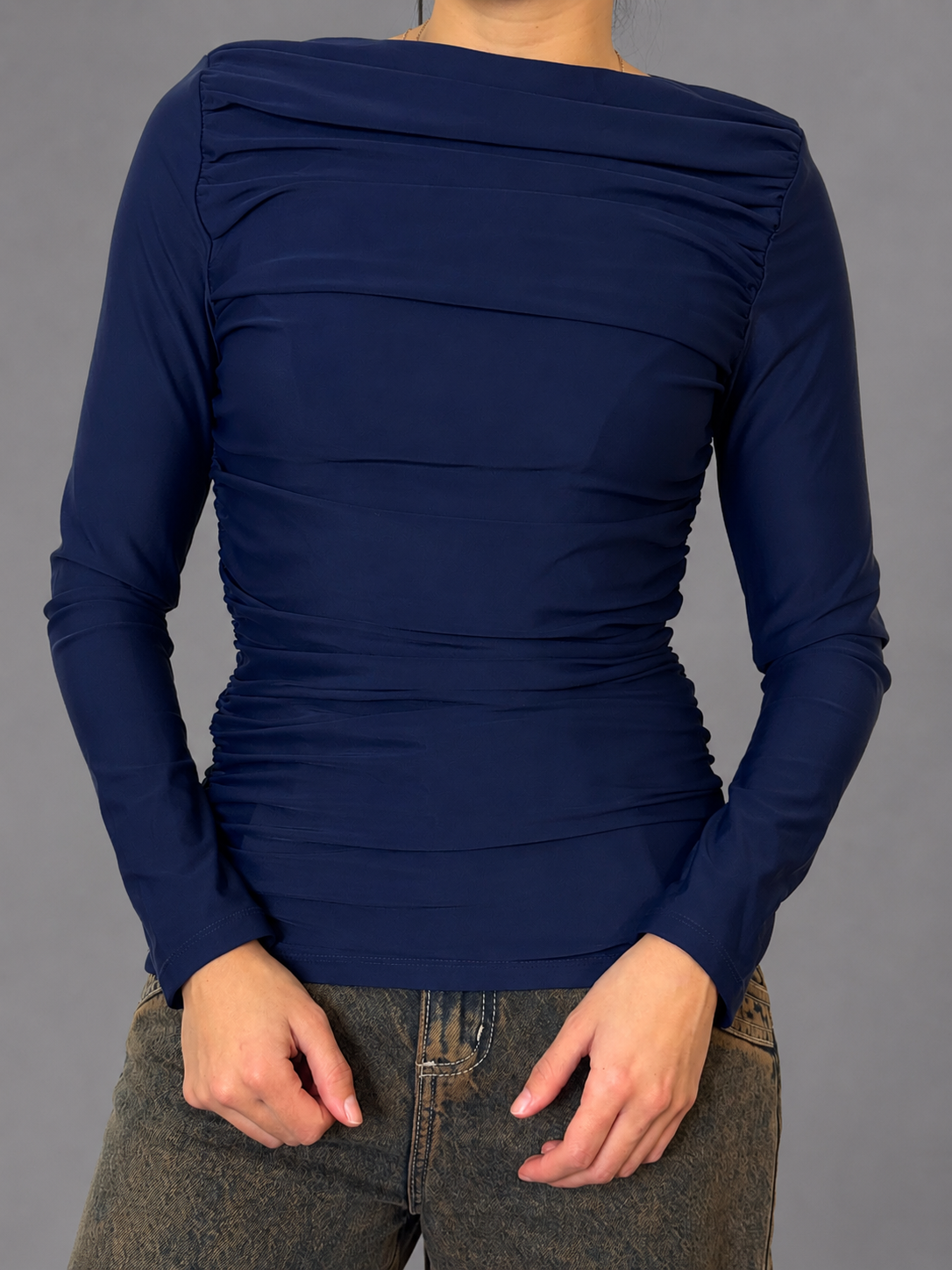 Polera Manga Larga MISSGUIDED Azul marino talla M - vista principal