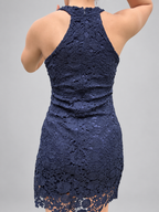 Vestido fiesta azul marino Sin talla - detras