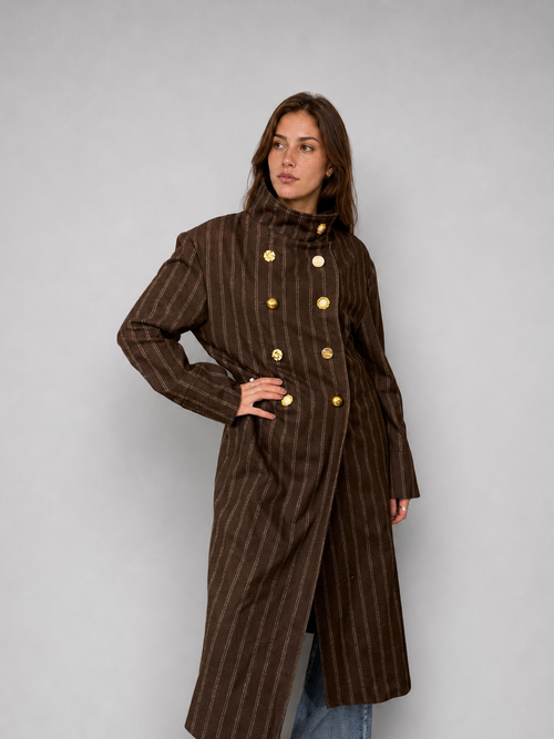 Abrigo ANTONIA FLUXÁ Café; Blanco talla XS/S